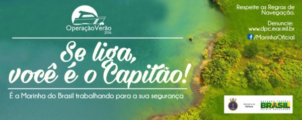 Banner da Campanha da Operação Verão 2015/2016, da Marinha do Brasil. Imagem: DPC/Marinha do Brasil