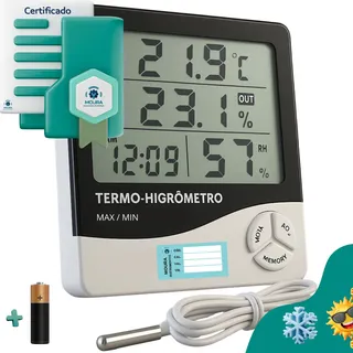 Termo Higrômetro Digital Com Sensor Externo Com Certificado De Calibração – Moura Instrumentos – Mi-the – Rastreável A Rbc