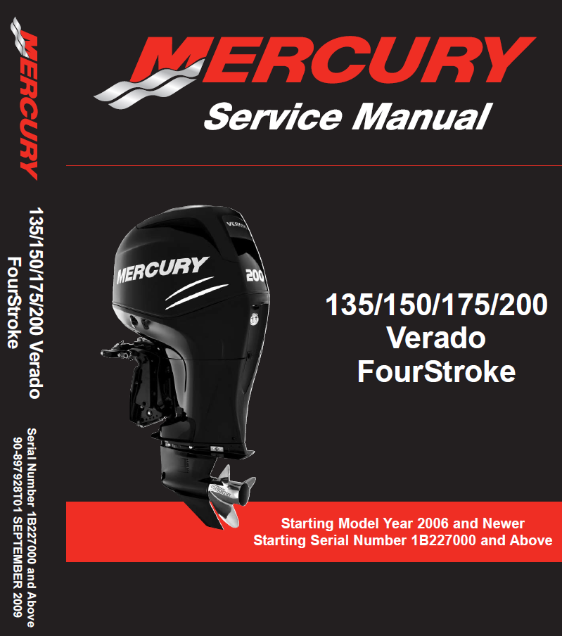 Mercury 058 - Manual de serviço de motor de popa Verado 135 150 175 200 4 Tempos - Inglês